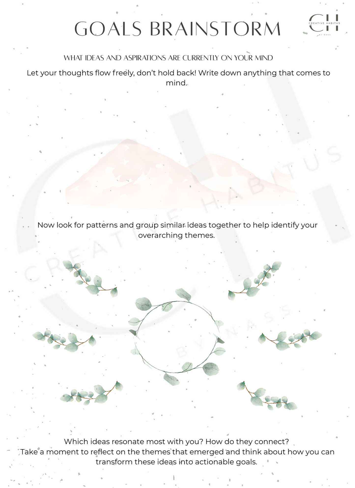 Creative Habitus • Monthly Strategy Kit — Brainstorm tools → Goal Breakdown → Vision → Priorities + Progress Tracker (Printable)