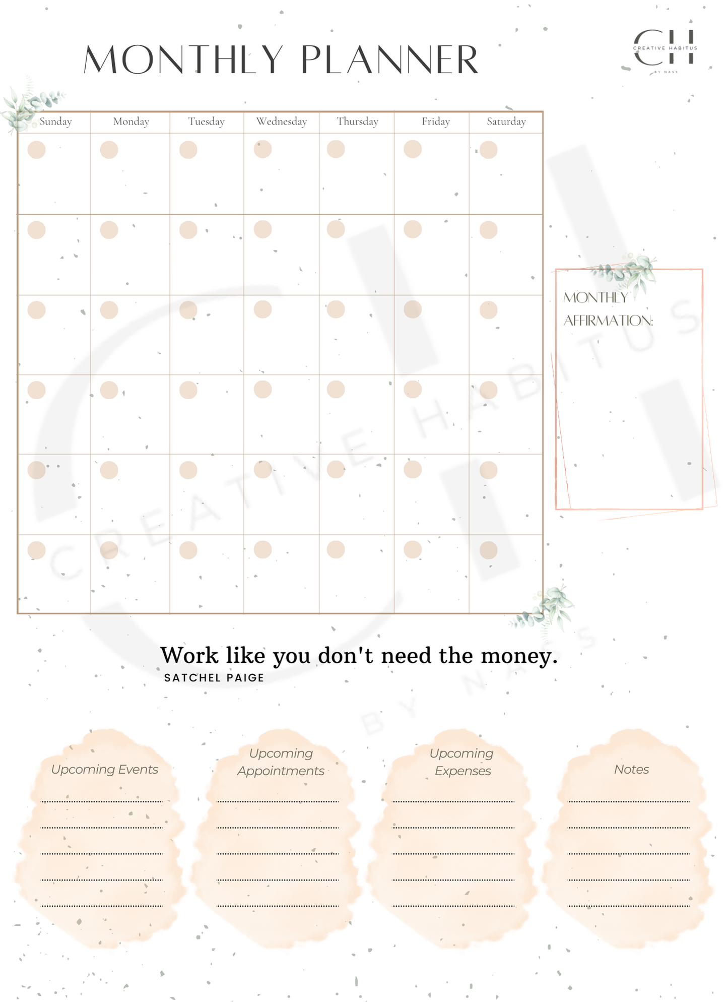 Creative Habitus • Monthly Strategy Kit — Brainstorm tools → Goal Breakdown → Vision → Priorities + Progress Tracker (Printable)