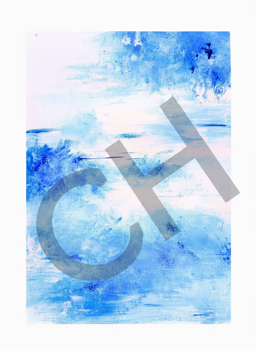 Abstract blue and white watercolor painting
