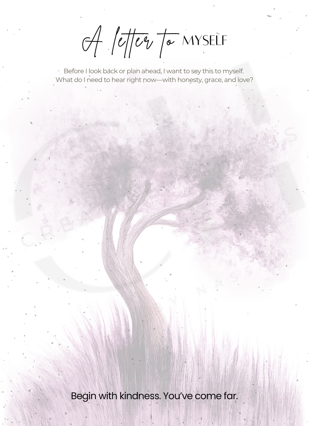 Motivational poster with a tree design and text on a light gray background
