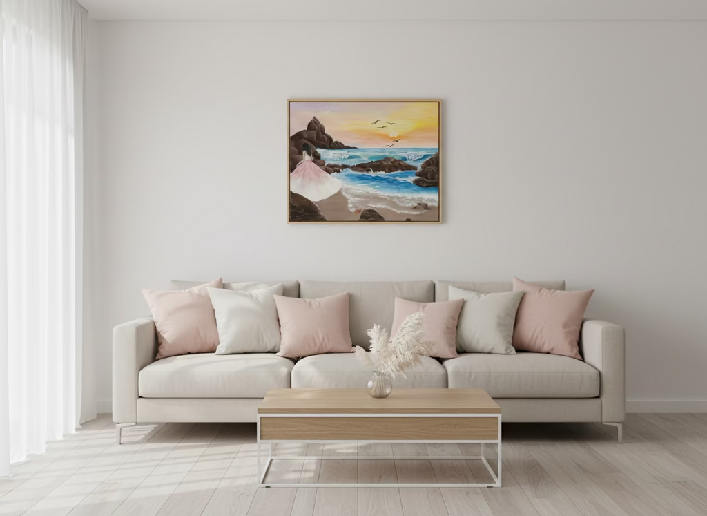 Original coastal acrylic painting inspired by Taylor Swift Album life of a showgirl 