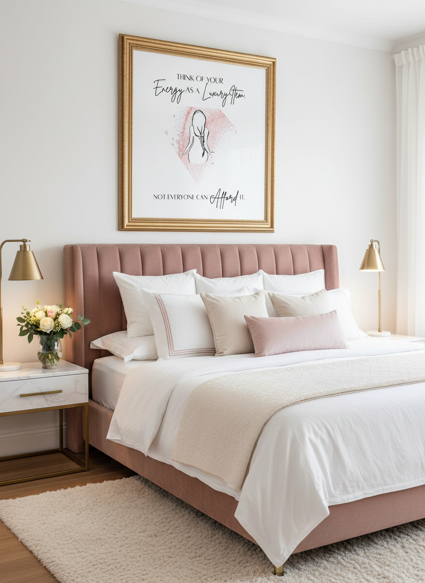 Motivational quote with a silhouette of a person and pink energy field on a white background.