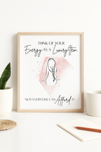 Framed motivational poster with a quote and silhouette on a white surface.