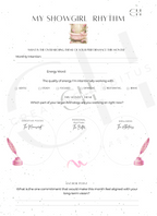 An energy tracking page to select monthly intentions such as Gentle, Steady, Focused, Expansive, Restorative, or Brave.