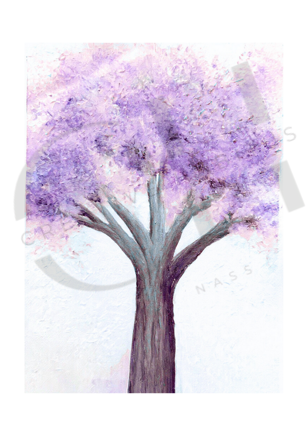 Tree with purple flowers on a white background