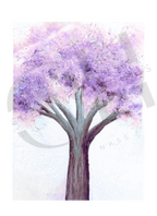 Tree with purple flowers on a white background