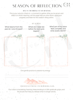 Seasonal reflection worksheet titled 'Season of Refelection' with prompts and space for personal reflection.