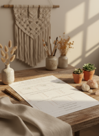 Creative Planning worksheet on a artist boho wooden desk with boho decor