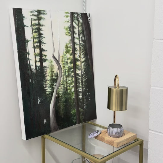 Close up video of Forest painting on gallery wrapped cnvas