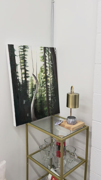 Close up video of Forest painting on gallery wrapped cnvas