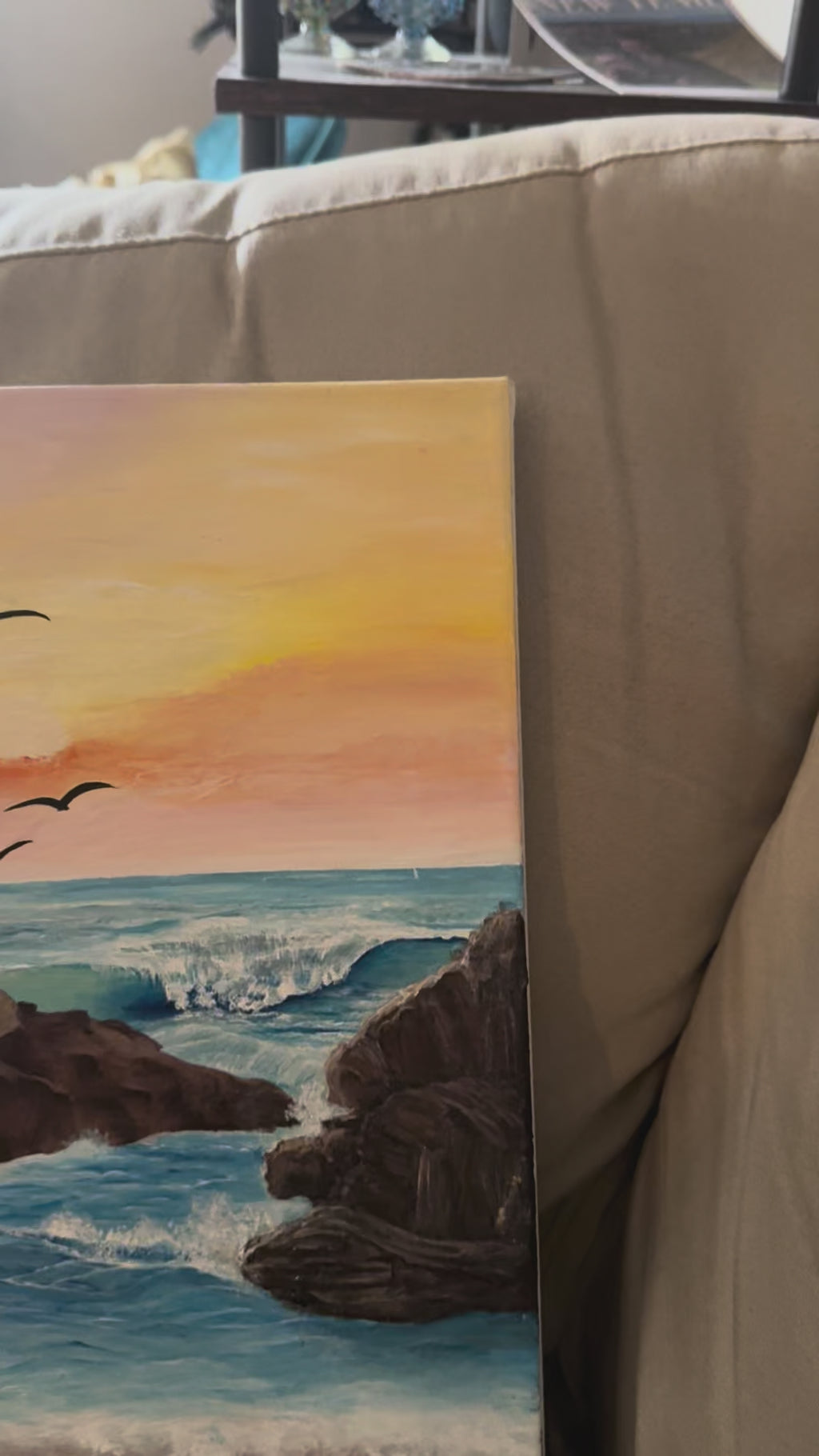 Original coastal acrylic painting inspired by Taylor Swift Album life of a showgirl 