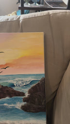 Original coastal acrylic painting inspired by Taylor Swift Album life of a showgirl 