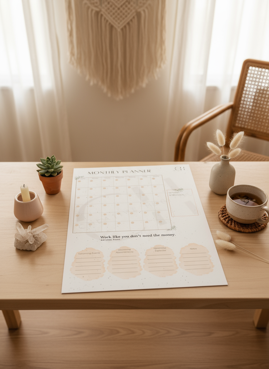 Visual scroll of all pages of monthly planner kit 